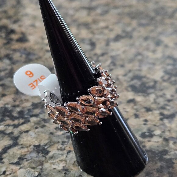 Bomb Party RG39179 "Gorgeous Bliss" Smokey Topaz Cubic Zirconia Sz 6 - Picture 3 of 5